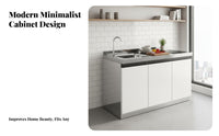 Rust Resistant Kitchen Cabinet with Sink Waterproof Stainless Steel Sink with Storage Easy to Clean Stainless Steel Countertop Cabinet Sturdy Construction for Homeowners, Renters, Landlords, Small Apartment, Laundry Room, Garage, Pantry