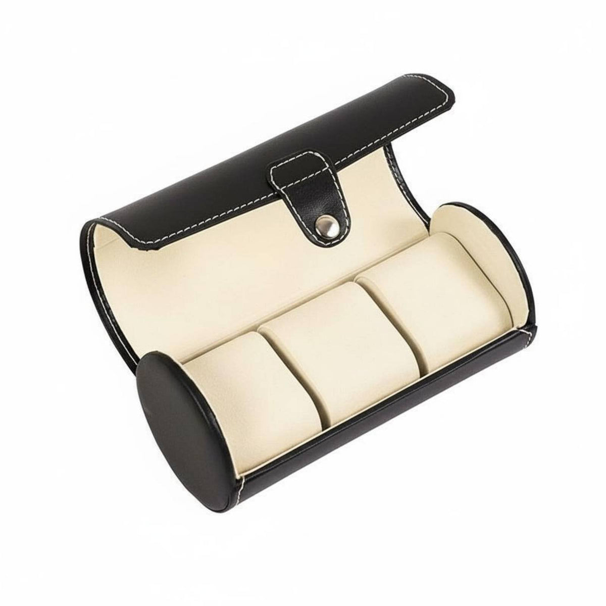 Cylinder Watch Travel Case Gift Suggestion Watch Travel Case Accessory Storage Snap Button Closure Removable Pillows