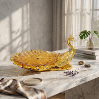 Peacock Fruit Bowl Modern Simple Table Centerpiece Feather Pattern Decorative Dish for Study