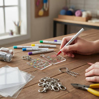 87 Pieces Shrink Paper Keychain Kit Easy to Use Shrinky Plastic Sheets