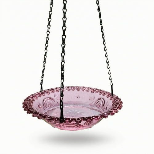 Hanging Bird Bath Glass Water Bowl Garden for Yard