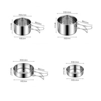 304 Stainless Steel Camping Cookware Set with Storage Bag Outdoor Cookware Set with Folding Handles Nesting Mess Kit Compact for Backpackers