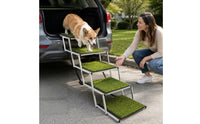 Foldable Pet Car Ramp Non-Slip 5 Steps Dog Stairs Compact Foldable Dog Steps for Dogs, Travel
