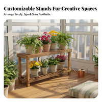 Tiered Plant Stand Space-Saving Tiered Slatted Bench Good Drainage for Gardeners