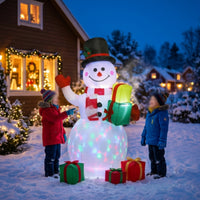 Christmas Inflatable Snowman Colorful Snowman with Top Hat Outdoor Decoration Eye-Catching Holiday Display Easy to Use