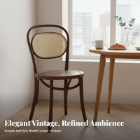 Bentwood Cane Chair Retro & Design Wooden Chair with Woven Features Sturdy Wood Construction Breathable for Living Room