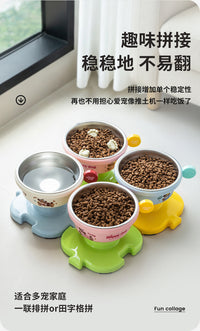 宠物碗蛋糕型猫碗不锈钢防黑下巴护颈高脚碗可拆洗防打翻猫碗狗碗