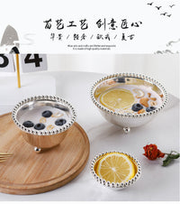 欧式珠边大号碗甜品冰激凌雪糕碗小号水果沙拉碗家用酱油碟酸奶碗
