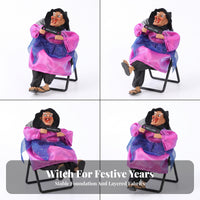 Witch Figurine with Folding Support | Spooky Halloween Decoration, Welcome Sign Detail, for Entryway