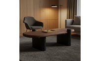 2 Pieces Organic Shape Wabi-Sabi Design Coffee Table Space-Saving Century-Century Modern Low Table Rounded Corners Oval Wood Coffee Tables Easy Assembly for Small Apartment Dwellers, Homestay Owners, Reception Area, Lounge