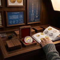 Walnut Wood Coin Collection Box with Flip Lid