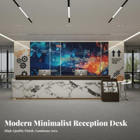 Modern LED Reception Desk Minimalist Lighting Design Welcome Desk Sturdy & Wear-Resistant for Receptionists, Beauty Salon, Training Center