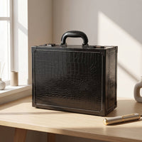 Barber Case with Latches Hard-Sided Barber Accessories Case Crocodile-Pattern Briefcase for Hairdressers, Mobile Stylists, Salon