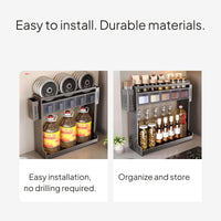 Wall Mounted 3-Tier Kitchen Spice Rack with Drawers