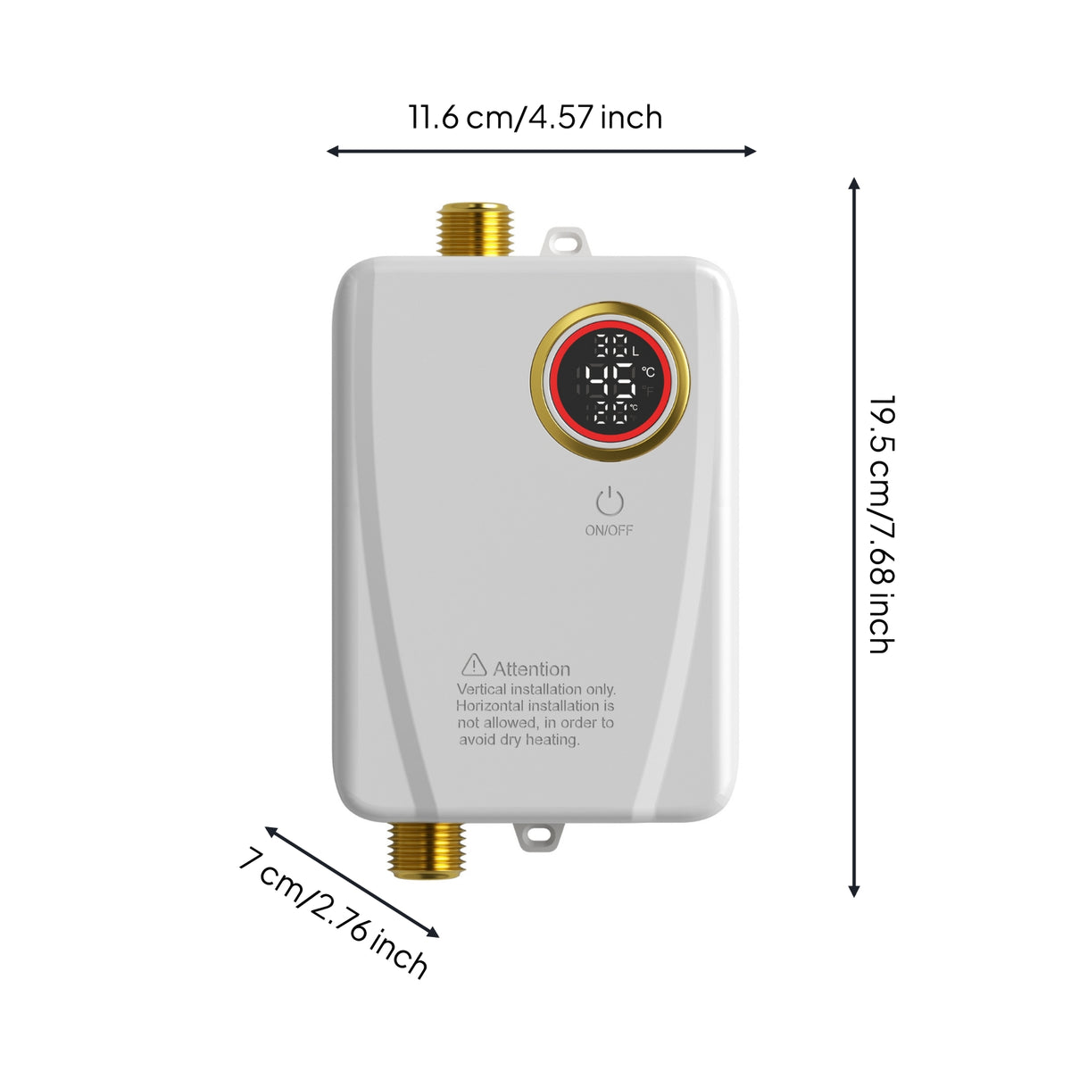 Compact Water Heater with Digital Display Space-Saving Point-of-Use Electric Water Heater for Rv