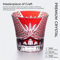 Kiriko-style Crystal Whiskey Glass, Green Dragon Eye Cut