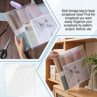 32-Piece Scrapbook Paper Storage Box with 60 Adhesive Index Labels, Clear Plastic Craft Paper Organizer