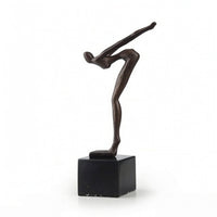 Human Figure Sculpture Bronze-Toned Sculpture with Pedestal Base Minimalist