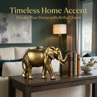 Elephant Statue Sculpture Gold Mother and Child, Synthetic Resin Feng Shui Eleph #variant:Trunk Down