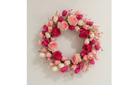 Silk Flower Wreath Spring-Style Artificial Floral Wreath Full-Bodied for Entry, Entryway