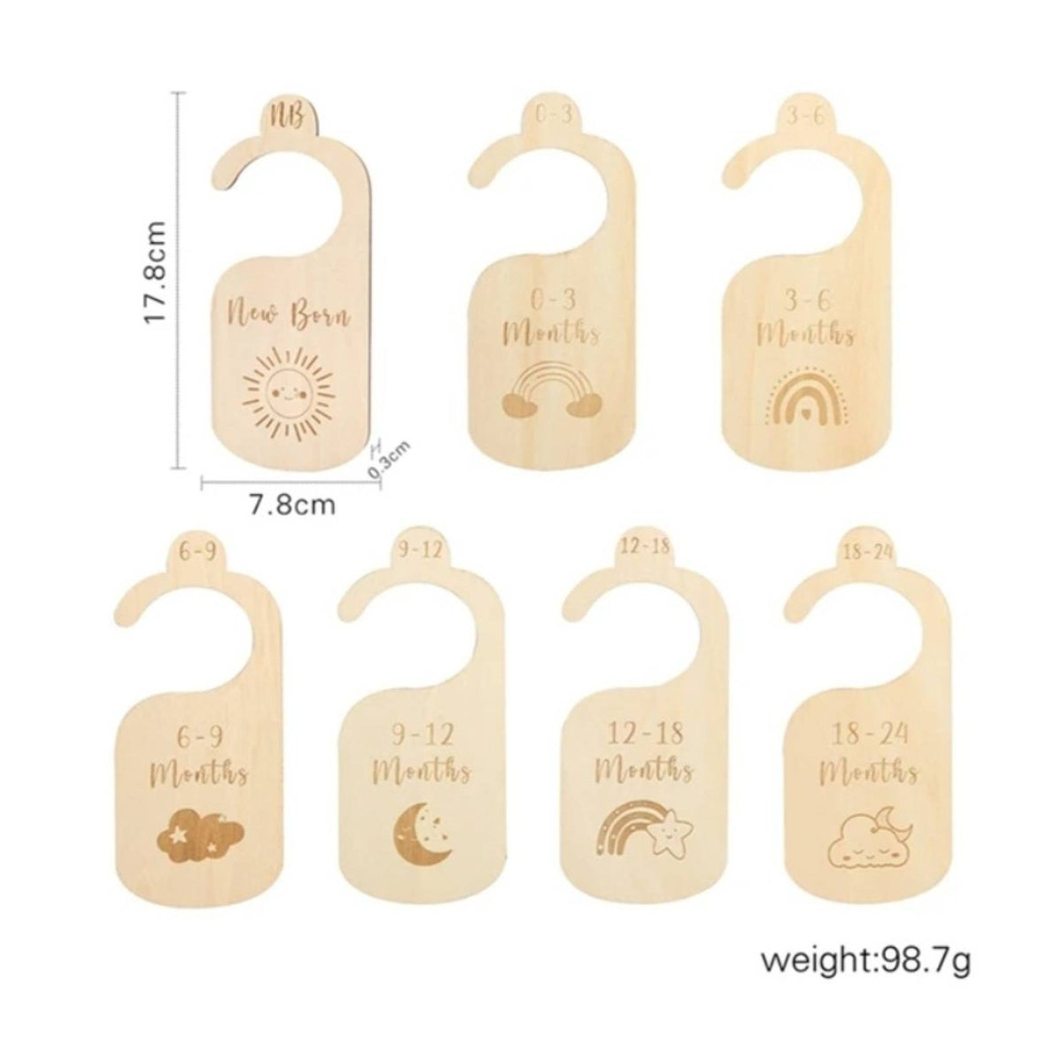 7 Pieces Wooden Month Divider Clear Print Home Storage Sturdy Material