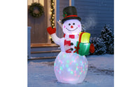 Multicolor Inflatable Snowman with Gift Boxes Outdoor Christmas Inflatable Snowman Illuminated Lawn Decoration Light-up for Yard, Patio