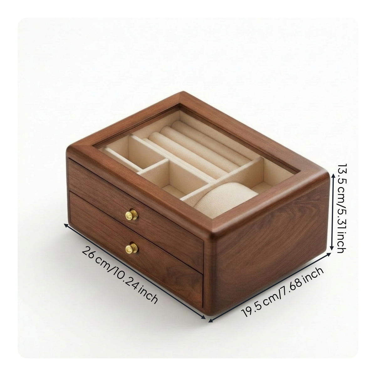 Jewelry Storage Box Transparent-View Jewelry Box with Glass Lid Transparent Accessory Keeper for Vanity, Bedroom