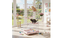 Easy to Clean Multi-Level Cat Enclosure with Wheels Cat Villa Enclosure Slide-out Tray Pet Supplies for Indoor