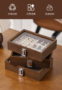 Walnut Jewelry Storage Box, Small Portable Case for Rings, Necklaces, and Earrings