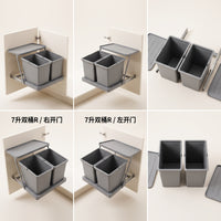 Space-Saving Pull-out Trash Bin Concealed Cabinet Trash Bin with Double Buckets Concealed Double Garbage Can Two-Bucket for Homeowners