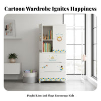 configurable Cube Organizer Large Capacity Storage Cabinet Cartoon Pattern for Babies