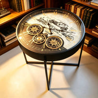 Side Table with Clock Decorative Furniture Compact for Lounge, Study, Decorators