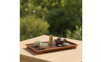 Bamboo Tea Tray Natural Bamboo Tray with Woven Surface Shallow Sturdy for Hosts, Tabletop Organization