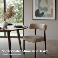 Upholstered Side Chair with Curved Backrest Minimalist Design Kitchen Seating Comfortable Padded Seat Anti-Slip Feet