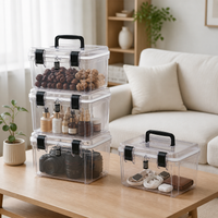 Sturdy Duty Outdoor Storage Box with Handle, Waterproof Pantry Organiser, Stackable Storage Containers for Craft Supplies