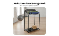 Space Saving Fitness Ball and Mat Rack Large Capacity Fitness Mat Storage Rack Sturdy & Long-Lasting Home Gym Storage Cart Mobile Design