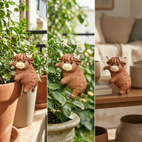 Highland Cow Pot Hanger Cute Hanging Planter Hugger Sculpted for Flower Pots