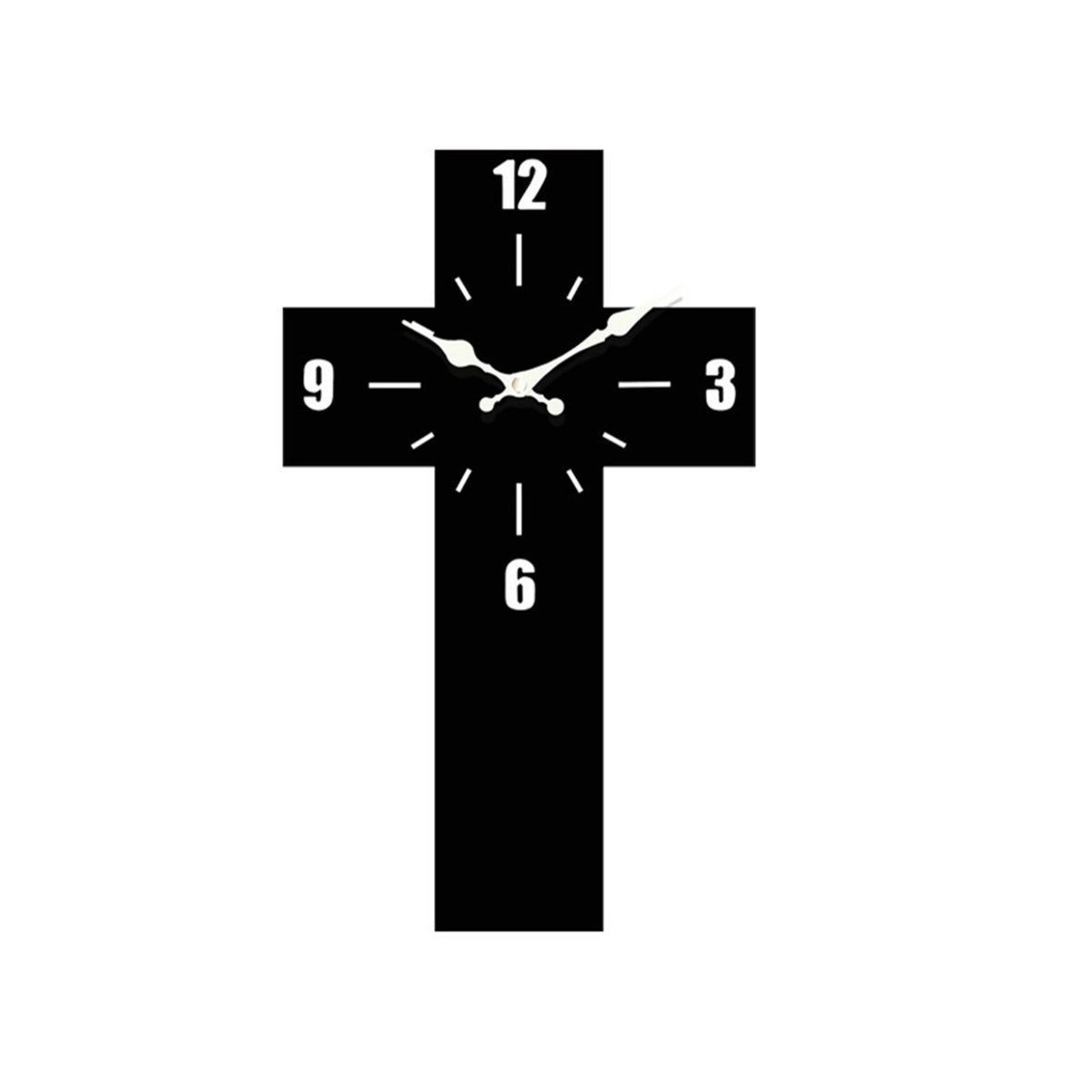 Black Cross-Shaped Wall Clock Non-Ticking Silent Wall Clock Modern White for Living Room, Office, Bedroom