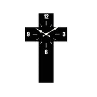 Black Cross-Shaped Wall Clock Non-Ticking Silent Wall Clock Modern White for Living Room, Office, Bedroom