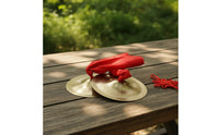 Hand Cymbals Polished with Red Ties Shiny Finger Cymbals for Artists, Ceremonies