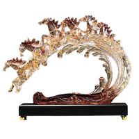 Horse Ornament with Wooden Base Decorative Sculpture Long-Lasting