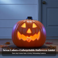 Battery Powered Jack-O'-Lantern Spooky Light-up Pumpkin Glowing Light up Pumpkin Compact for Tabletop, Mantel, Entryway