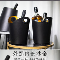 欧式黑金香槟桶奢华不锈钢冰桶酒吧ktv冰酒红酒冷却软装设计装饰