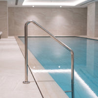Pool Handrail with Flanged Base Stainless Steel Slanted Pool Entry Rail Floor-Mounted Grab Rail with Base Plate for Homeowners, Hotel Owners, Backyard