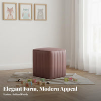 Upholstered Cube Pouf Minimalist Design Small Stool Soft Padded Seat for Bedroom