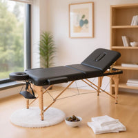 Folding Massage Table Sturdy Folding Massage Bed Wooden Frame Well-Being Furniture for Salon