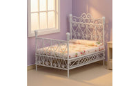 Dollhouse Bed with Mattress 1/12 Scale Miniature Metal Bed Wrought-Iron Style