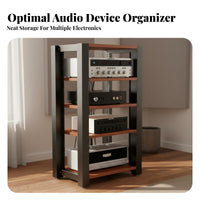 2 Pieces Steel AV Shelf Multi-tier Amplifier Stand Adjustable Shelves Heavy Duty Cabinet Suitable for Audiophiles Living Room Entertainment Space