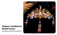 Ancient Design Hair Crown and Hairpin Set Gold-Plated Chinese Bridal Headdress Set Traditional Chinese Attire Tassel Hair