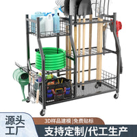 跨境庭院清洁工具收纳架车库花园工具大容量铲子置物支架